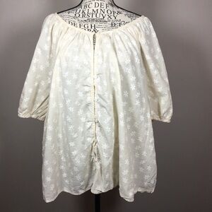 Universal Threads cream flower pattern 100% cotton button down summer top sz 2X